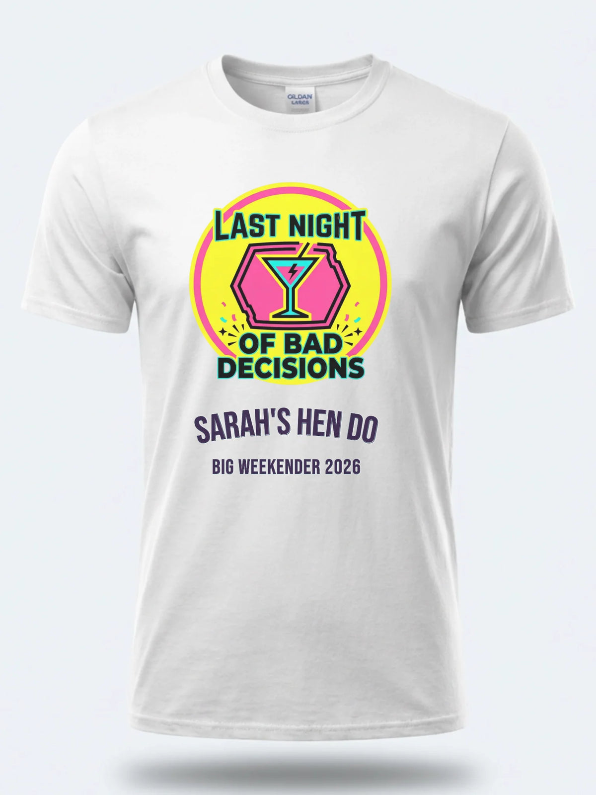 Personalised Weekender Unisex Tee — white tee, front view