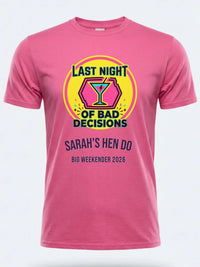 Personalised Weekender Unisex Tee — pink tee, front view