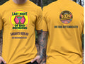 Personalised Weekender Unisex Tee — yellow tee, front and back view