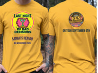 Personalised Weekender Unisex Tee — yellow tee, front and back view