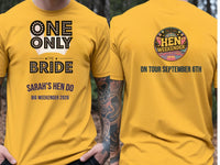 Personalised Weekender Unisex Tee — yellow tee, front and back view