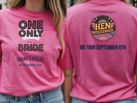 Personalised Weekender Unisex Tee — azalea tee, front and back view