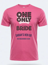 Personalised Weekender Unisex Tee — pink tee, front view
