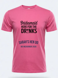 Personalised Weekender Unisex Tee — pink tee, front view
