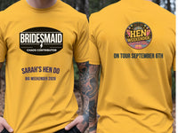 Personalised Weekender Unisex Tee — yellow tee, front and back view