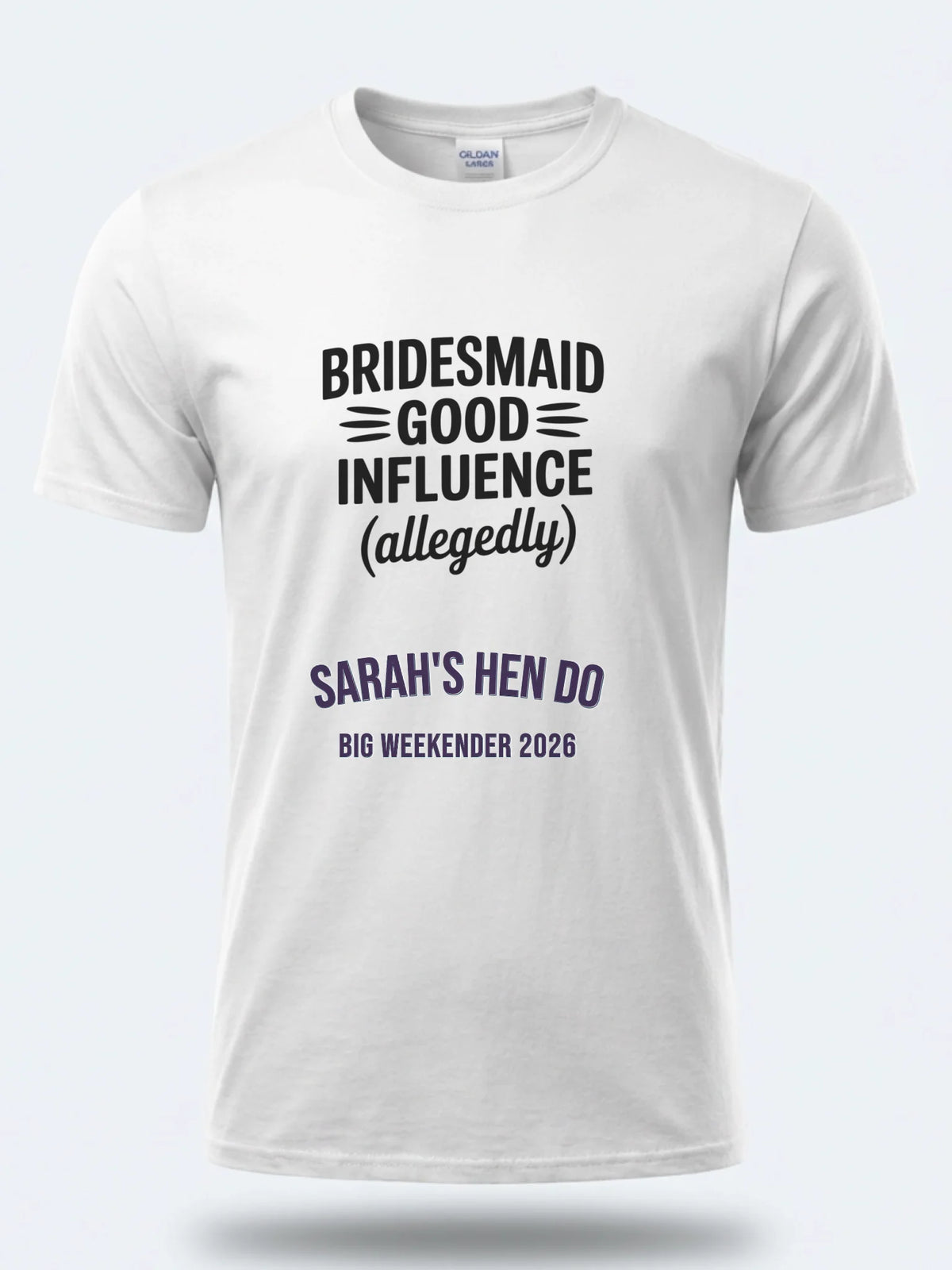 Personalised Weekender Unisex Tee — white tee, front view