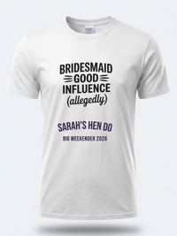 Personalised Weekender Unisex Tee — white tee, front view