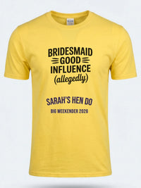 Personalised Weekender Unisex Tee — daisy yellow tee, front view