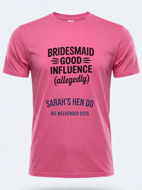 Personalised Weekender Unisex Tee — pink tee, front view