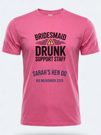 Personalised Weekender Unisex Tee — pink tee, front view