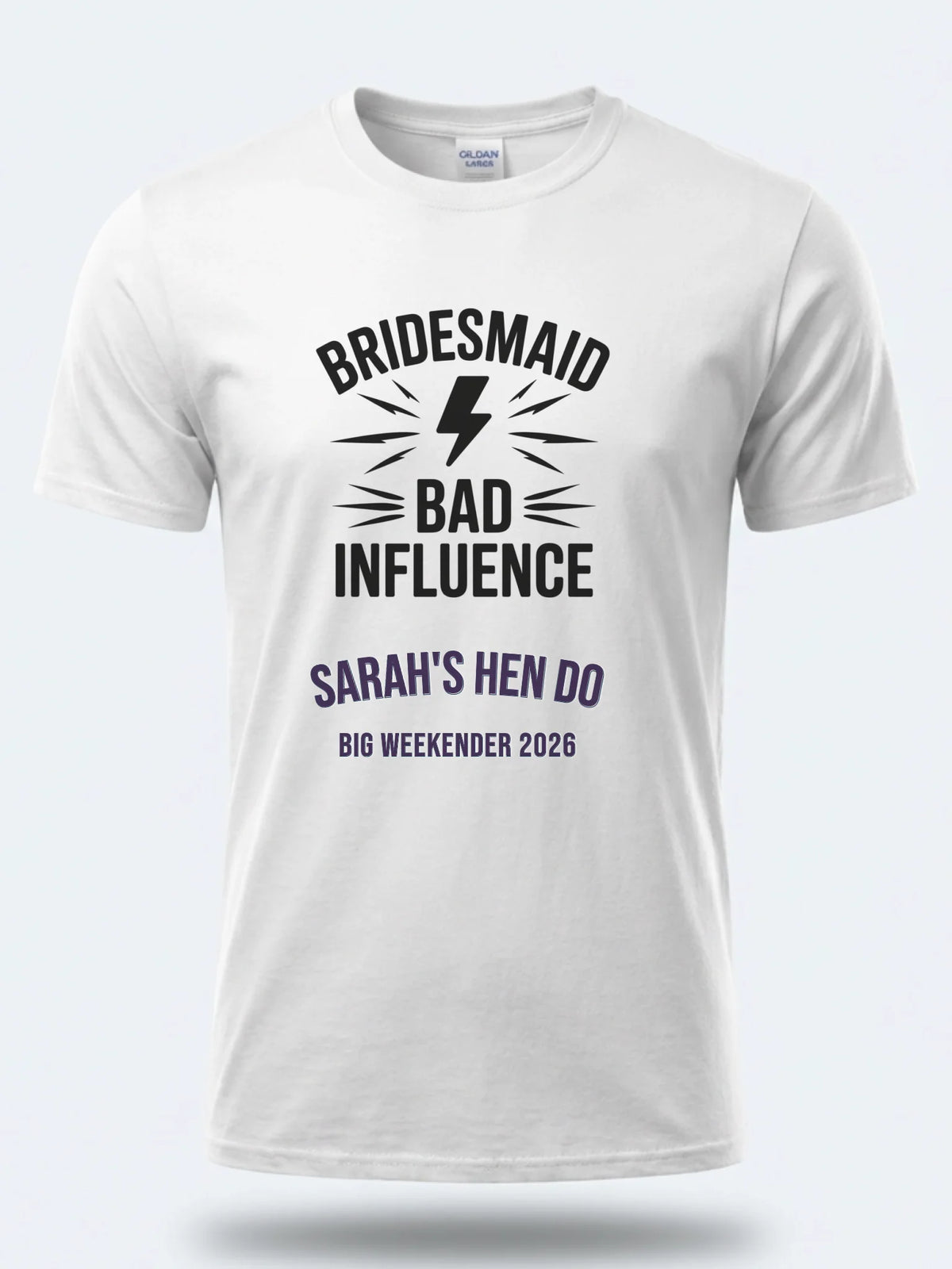 Personalised Weekender Unisex Tee — white tee, front view