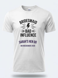 Personalised Weekender Unisex Tee — white tee, front view