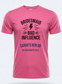 Personalised Weekender Unisex Tee — pink tee, front view