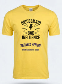 Personalised Weekender Unisex Tee — daisy yellow tee, front view