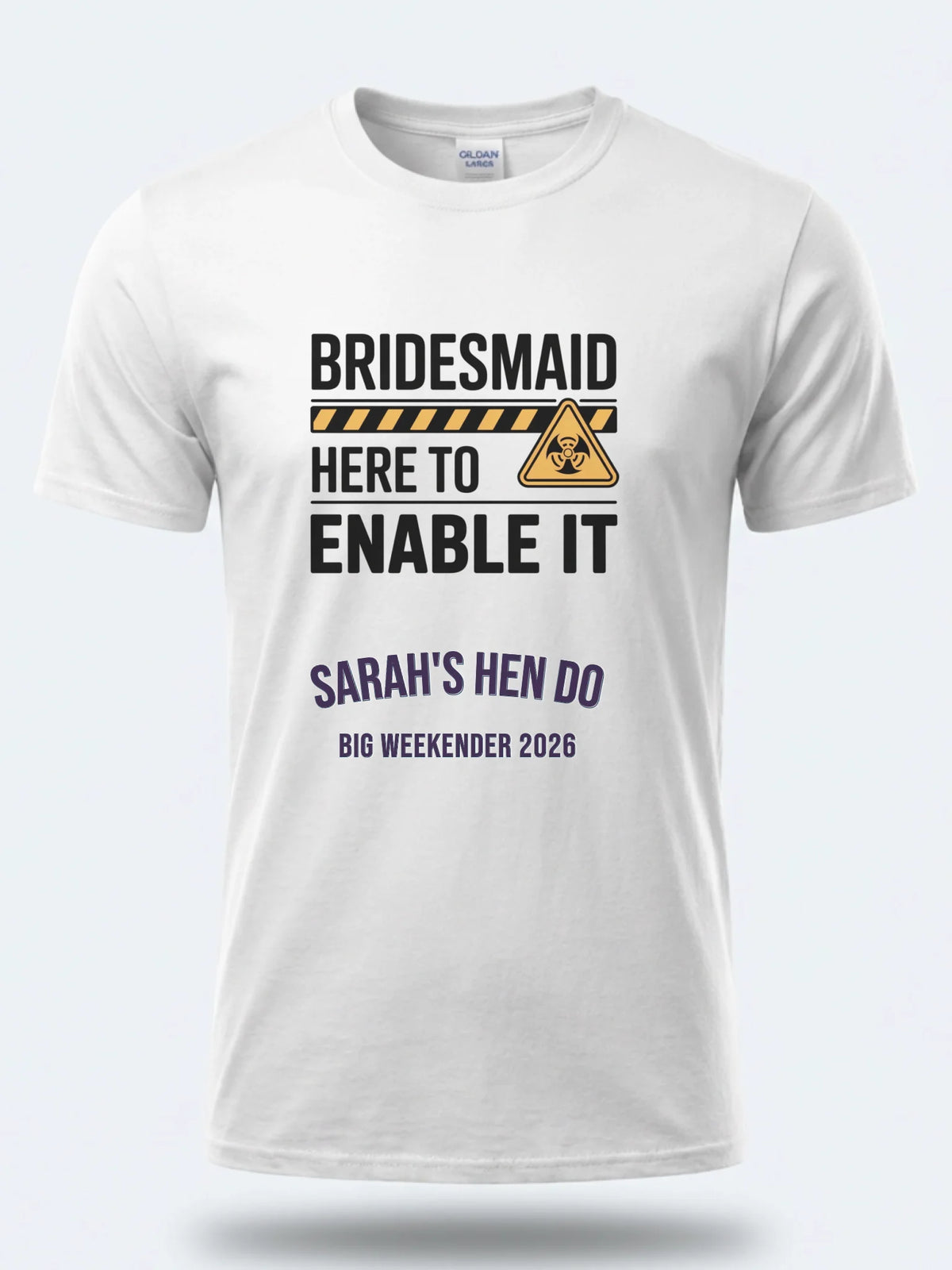 Personalised Weekender Unisex Tee — white tee, front view