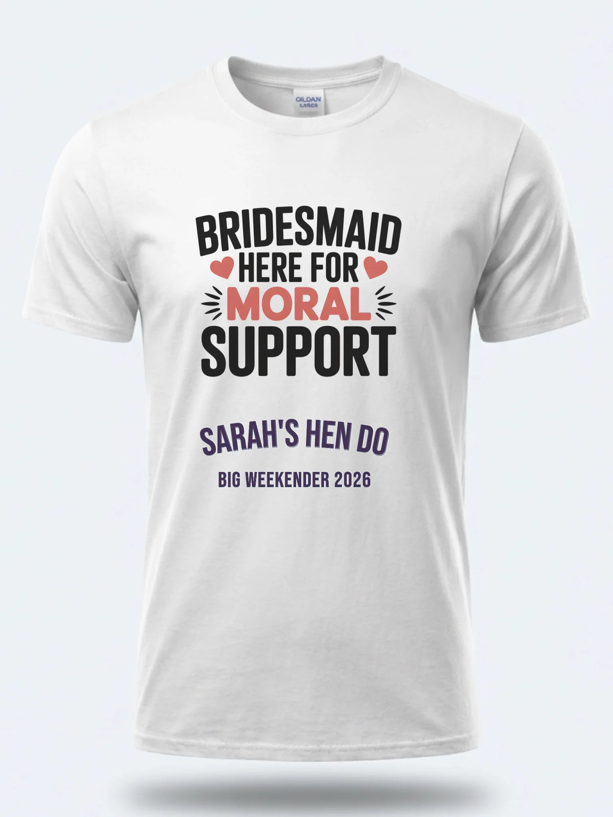Personalised Weekender Unisex Tee — white tee, front view