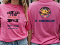 Personalised Weekender Unisex Tee — azalea tee, front and back view