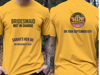 Personalised Weekender Unisex Tee — yellow tee, front and back view