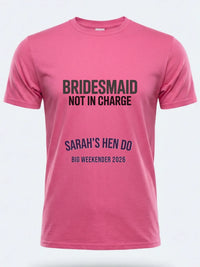 Personalised Weekender Unisex Tee — pink tee, front view