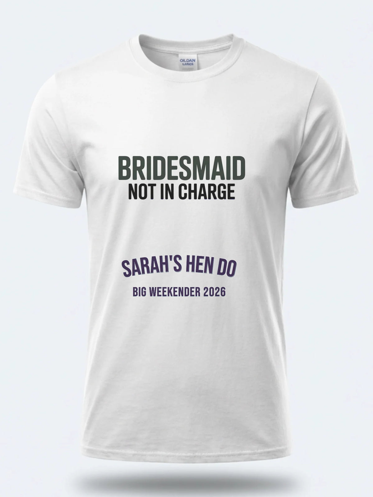 Personalised Weekender Unisex Tee — white tee, front view