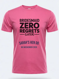 Personalised Weekender Unisex Tee — pink tee, front view