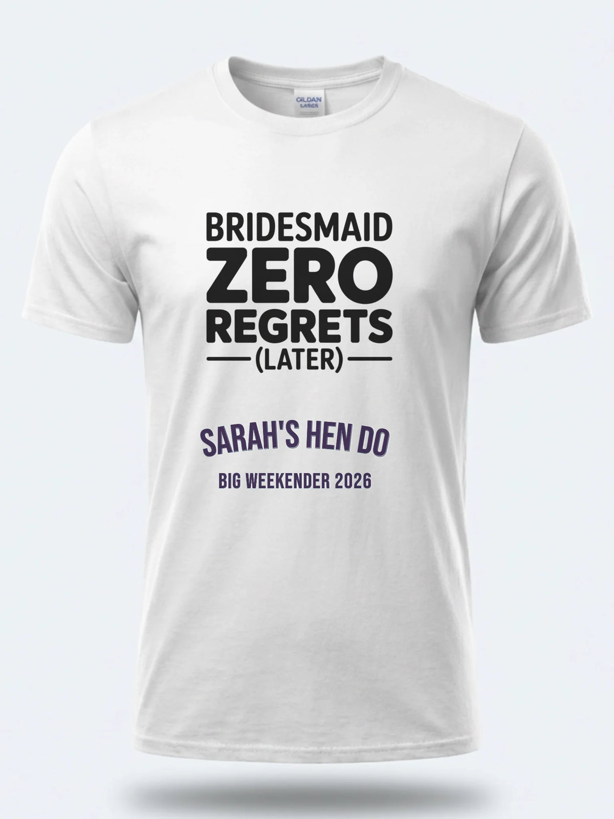 Personalised Weekender Unisex Tee — white tee, front view