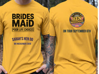 Personalised Weekender Unisex Tee — yellow tee, front and back view