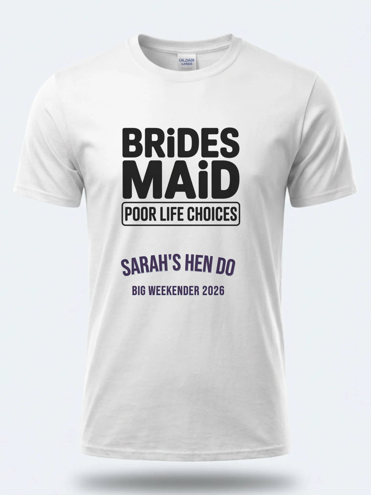 Personalised Weekender Unisex Tee — white tee, front view