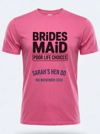 Personalised Weekender Unisex Tee — pink tee, front view