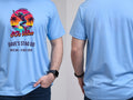 Personalised Ultimate '80s Big Weekender Tee — carolina blue tee, front and back view