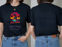 Personalised Ultimate '80s Big Weekender Tee — black tee, front and back view