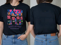 Loud Portrait Tee — Custom Pop Art T-Shirt From Your Photo — black tee, front and back view