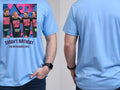Loud Portrait Tee — Custom Pop Art T-Shirt From Your Photo — carolina blue tee, front and back view