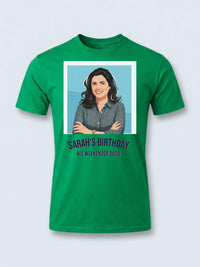 Retro Weekender Tee — Custom Travel Poster T-Shirt From Your Photo — irish green tee, front view
