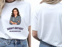 Cartoon Me Tee — Turn Your Photo Into a Custom Cartoon T-Shirt — white tee, front and back view