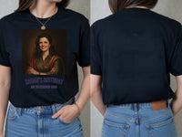 Absolute Legend Tee — Custom Oil Painting Portrait T-Shirt — black tee, front and back view