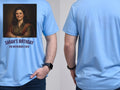 Absolute Legend Tee — Custom Oil Painting Portrait T-Shirt — carolina blue tee, front and back view