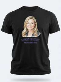 Watercolour Portrait Tee — Custom Painted Photo T-Shirt — black tee, front view