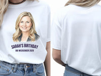Watercolour Portrait Tee — Custom Painted Photo T-Shirt — white tee, front and back view