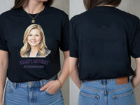 Watercolour Portrait Tee — Custom Painted Photo T-Shirt — black tee, front and back view