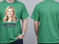 Watercolour Portrait Tee — Custom Painted Photo T-Shirt — irish green tee, front and back view