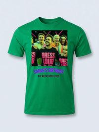 Rave Flyer Tee — 90s Reloaded Weekender Custom Photo T-Shirt — irish green tee, front view