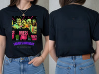 Rave Flyer Tee — 90s Reloaded Weekender Custom Photo T-Shirt — black tee, front and back view
