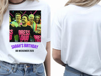 Rave Flyer Tee — 90s Reloaded Weekender Custom Photo T-Shirt — white tee, front and back view