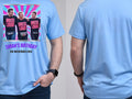 MySpace Icon Tee — Back to 2000s Weekender Custom Photo T-Shirt — carolina blue tee, front and back view