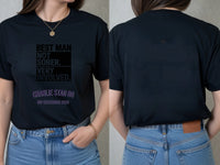 Personalised Weekender Unisex Tee — black tee, front and back view