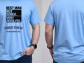 Personalised Weekender Unisex Tee — carolina blue tee, front and back view