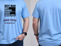 Personalised Weekender Unisex Tee — carolina blue tee, front and back view