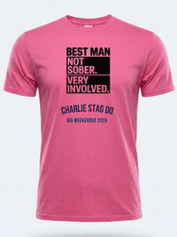 Personalised Weekender Unisex Tee — pink tee, front view