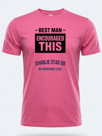 Personalised Weekender Unisex Tee — pink tee, front view
